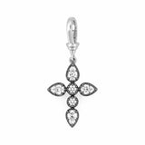 14K Two Tone Black and Gold Natural Pear Diamond Cross Pendant