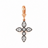 14K Two Tone Black and Gold Natural Pear Diamond Cross Pendant