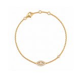 14K Gold Natural Diamond Evil Eye and Bezel Bracelet