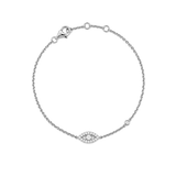 14K Gold Natural Diamond Evil Eye and Bezel Bracelet