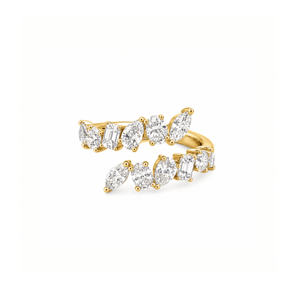 14K Gold Natural Open Multi Shape Diamond Band