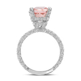 14K Gold Diamond Ring with 4.00 Carat Cushion Morganite Ring