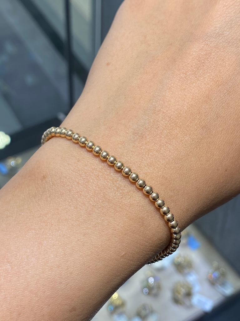 14k Solid Gold Box Chain Bracelet 3mm | Florence Collection | MANSSION