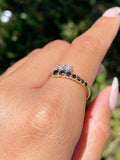 14K Gold Open Wrapped Black Diamond and White Diamond Band