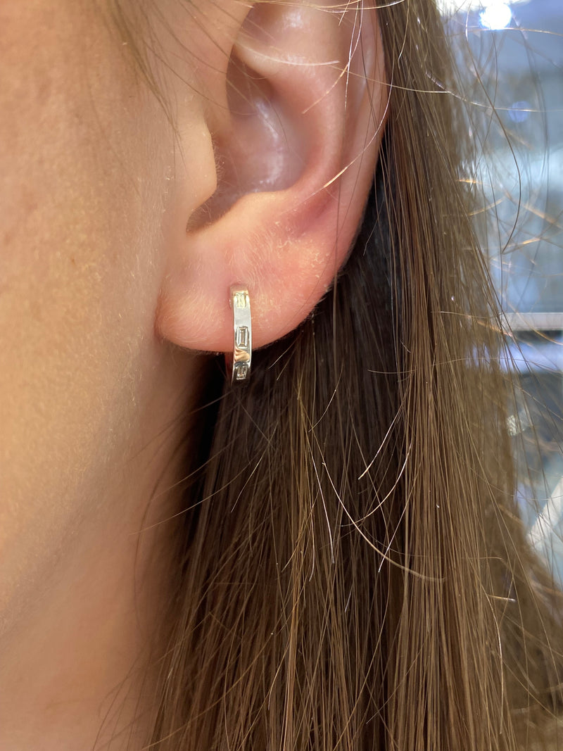 14K Gold Baguette Diamond Earrings