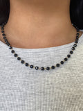 14K Gold Spaced Black Spinel Necklace