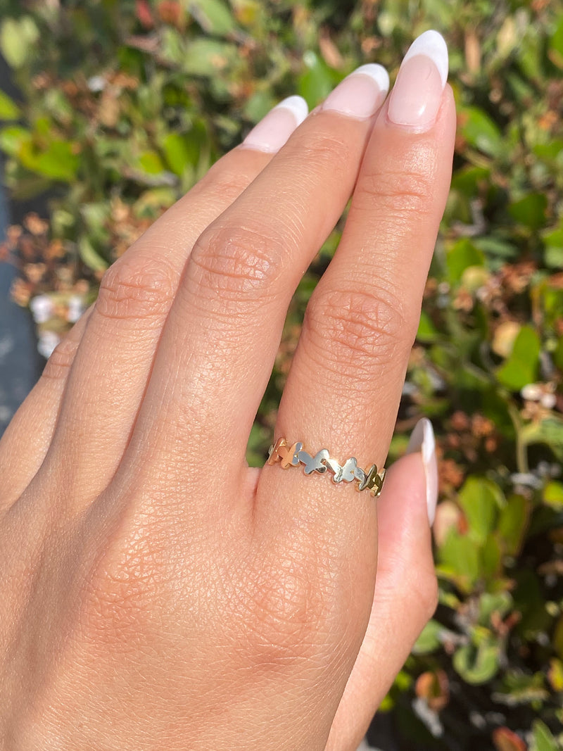 14K Gold Butterfly Row Band