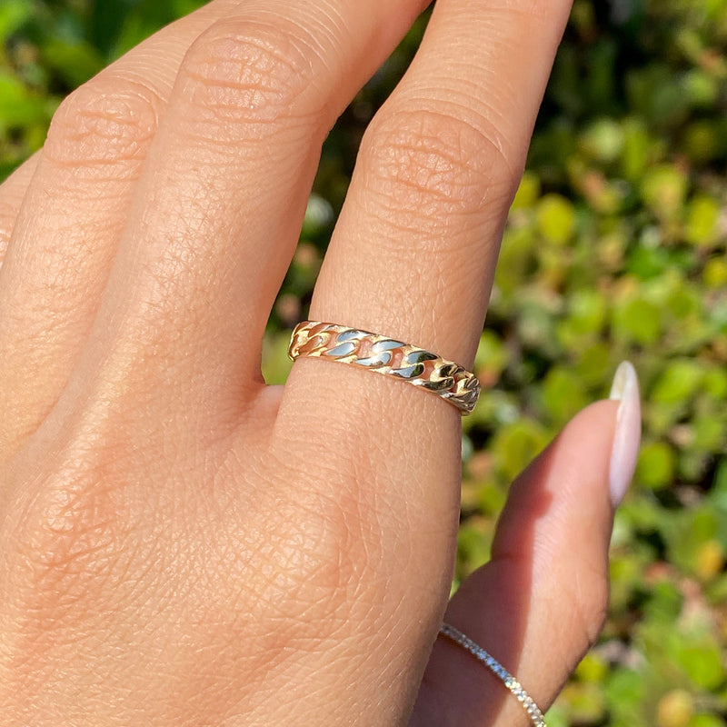 14K Gold Cuban Straight Fashion Band