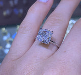 14K Gold 4.00 Carat Cushion Lab Grown Diamond Solitaire Engagement Ring