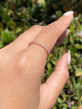 14K Gold 1MM Diamond and Pink Tourmaline Eternity Band