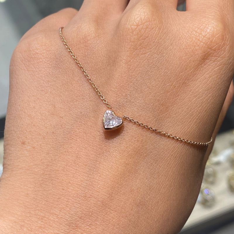 14K Gold Heart Bezel Diamond Pendant