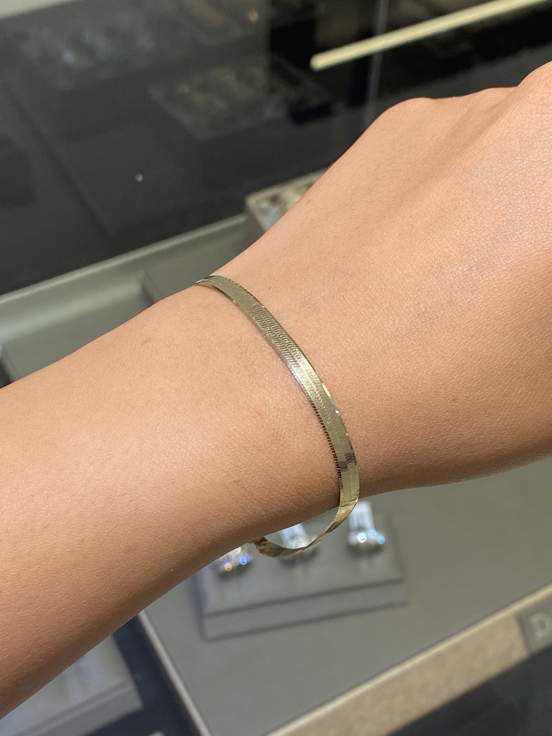 14K Gold 4MM Herringbone Bracelet