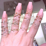 14K Gold Initial Personalized Open Ring