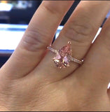 14K Gold Diamond Under Halo and 2.50 Carat Pear Engagement Ring