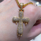 14K Gold Diamond Drip Cross Pendant