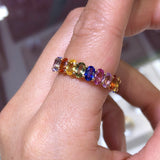 14K Gold Rainbow Sapphire Oval Eternity Band