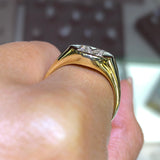 14K Gold Diamond Initial Signet Ring