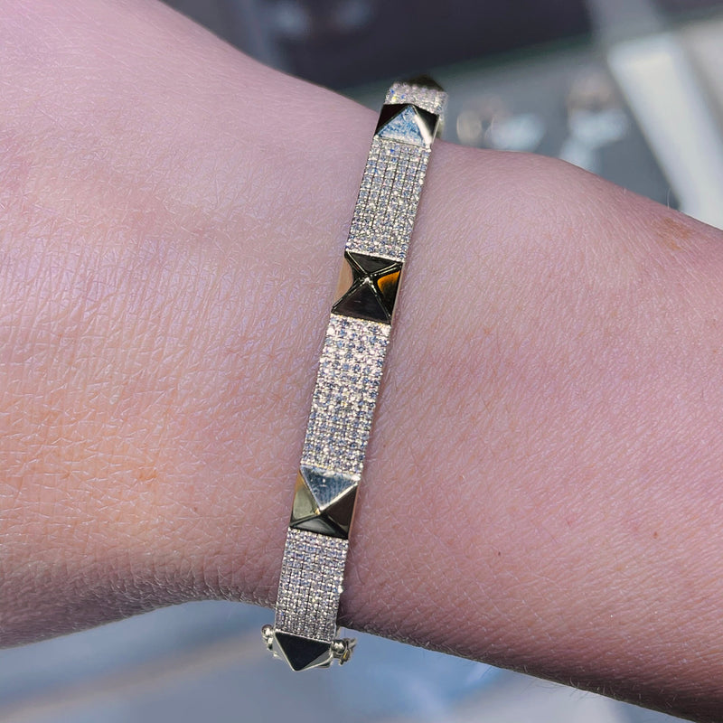 14K Gold Spiked Diamond Bangle