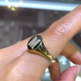 14K Gold Diamond Initial Signet Ring