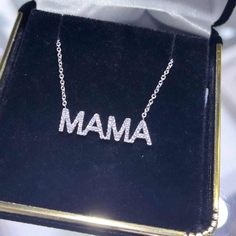 14K Gold MAMA Diamond Pendant