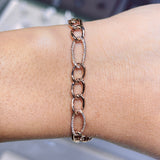 14K Gold Diamond Figaro Bracelet