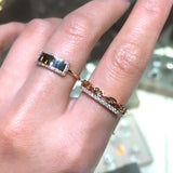 14K Gold Personalized Rectangular ID Ring with Diamonds