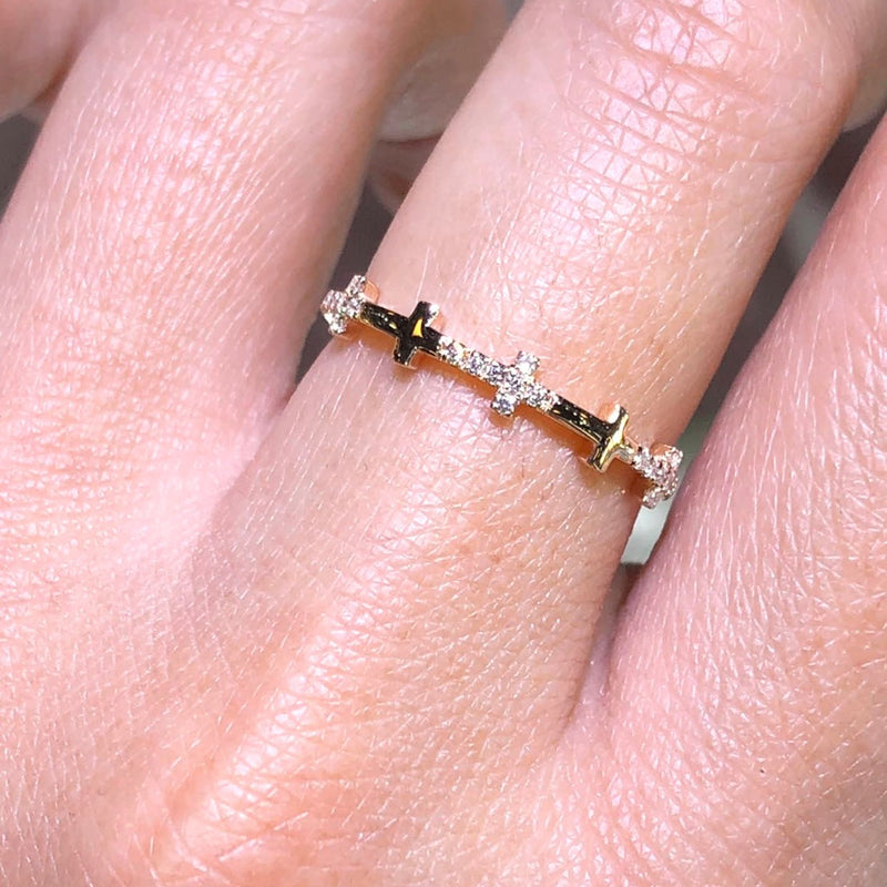 14K Gold Multi Cross Band