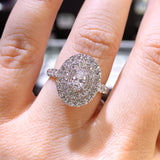 14K Gold Cluster Natural Oval Diamond Engagement Ring