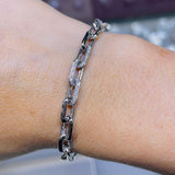 14K Gold Paper Clip Thick Diamond Bracelet