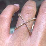 14K Gold X Ring
