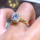 14K Gold Cushion Cut Forever One Moissanite Engagement Ring
