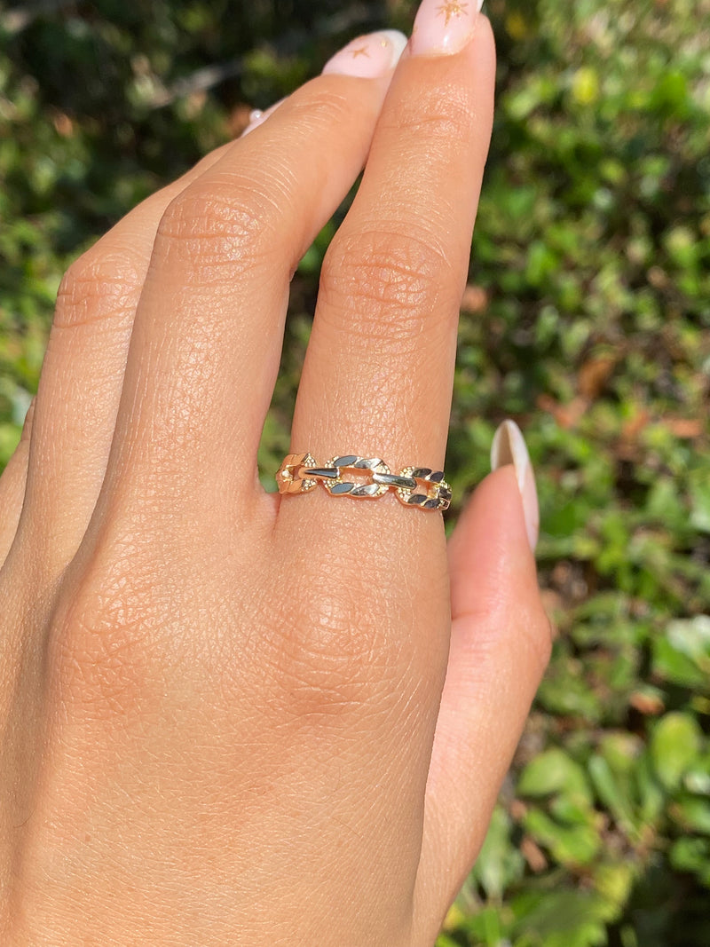 14K Gold Styled Chain Link Fashion Band