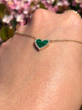 14K Gold Heart Malachite Diamond Pendant