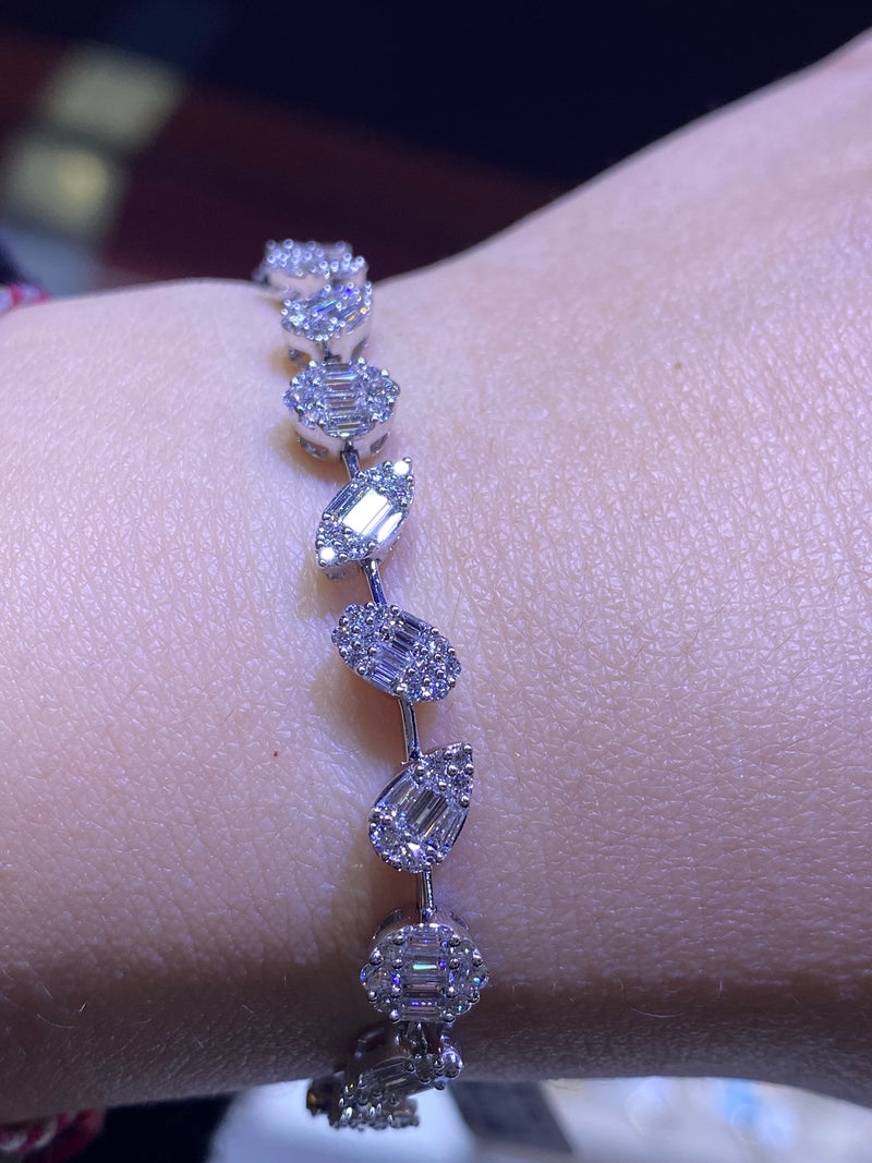 14K Gold Multi Shape Cluster Bracelet