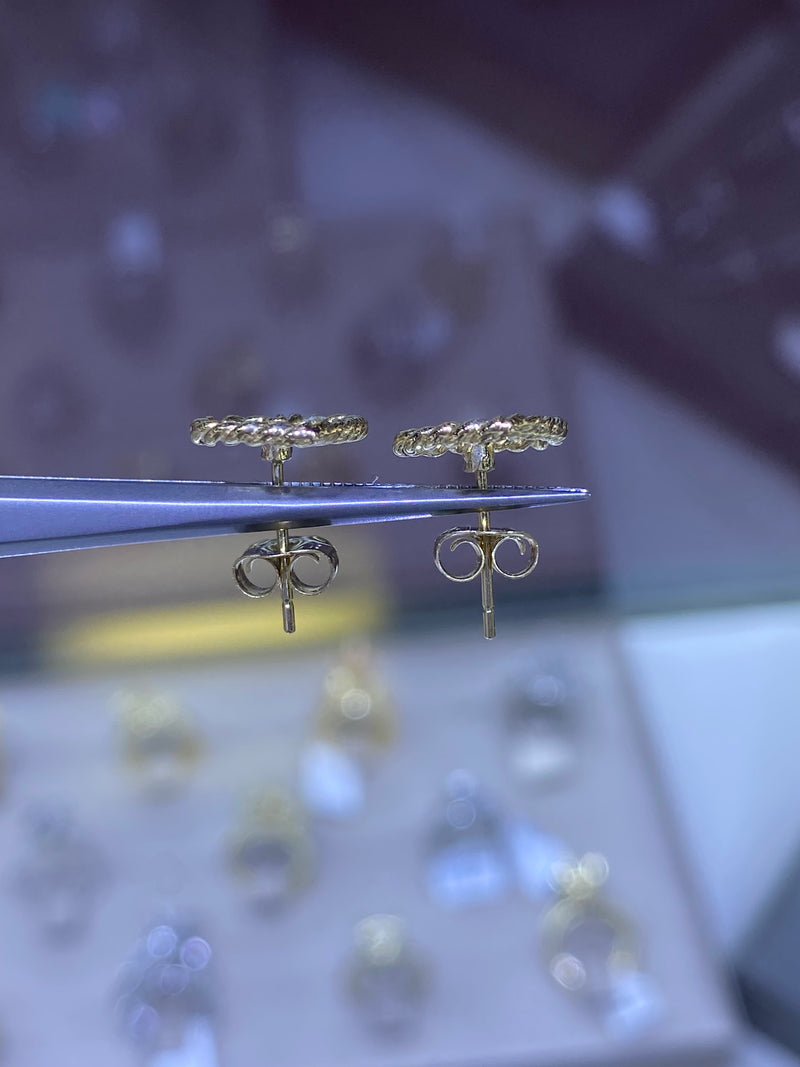 14K Gold Rope Heart Earrings