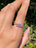 14K Gold Open Wrapped Pink Sapphire and Diamond Band
