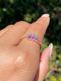 14K Gold Open Wrapped Pink Sapphire and Diamond Band