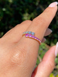 14K Gold Open Wrapped Pink Sapphire and Diamond Band