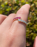 14K Gold Ruby and Diamond Wrapped Band