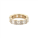 14K Gold Emerald and Round Cut Lab Grown Diamond Eternity Wedding Band