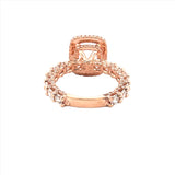 The Julia Engagement Ring 14K Rose Gold 2D Halo w/ Under Halo and Diamond U Prong Radiant Pink Morganite Engagement Set
