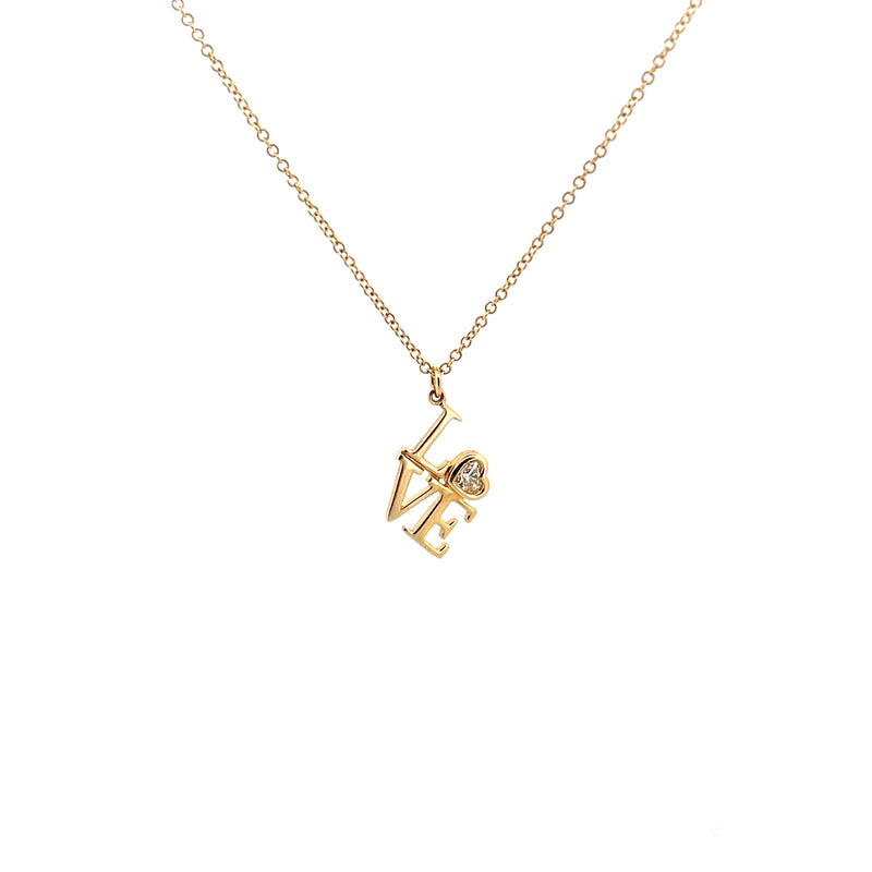 14K Yellow Gold 'LOVE' Diamond Heart Necklace