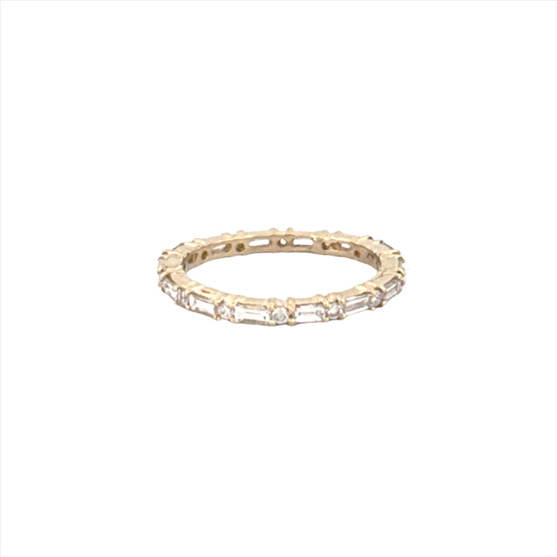 14K Gold Round and Baguette Cut Diamond Eternity Wedding Band