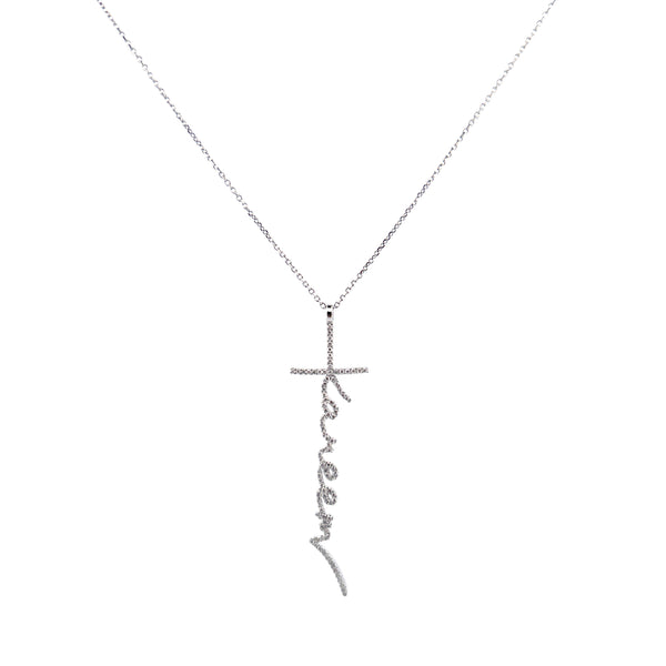 14K Gold Personalized Cross Diamond Pendant