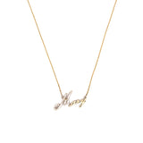 14K Custom Diamond Italicized Cursive Name Necklace