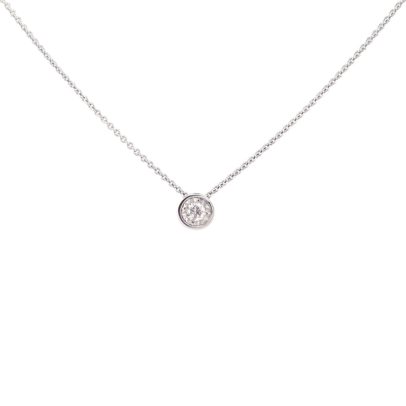 14K Gold Diamond Cut Bezel Diamond Pendant Necklace