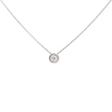 14K Gold Diamond Cut Bezel Diamond Pendant Necklace