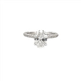 14K Gold Lab Grown 2.00 Carat Oval Diamond 3D Engagement Ring with Under Halo