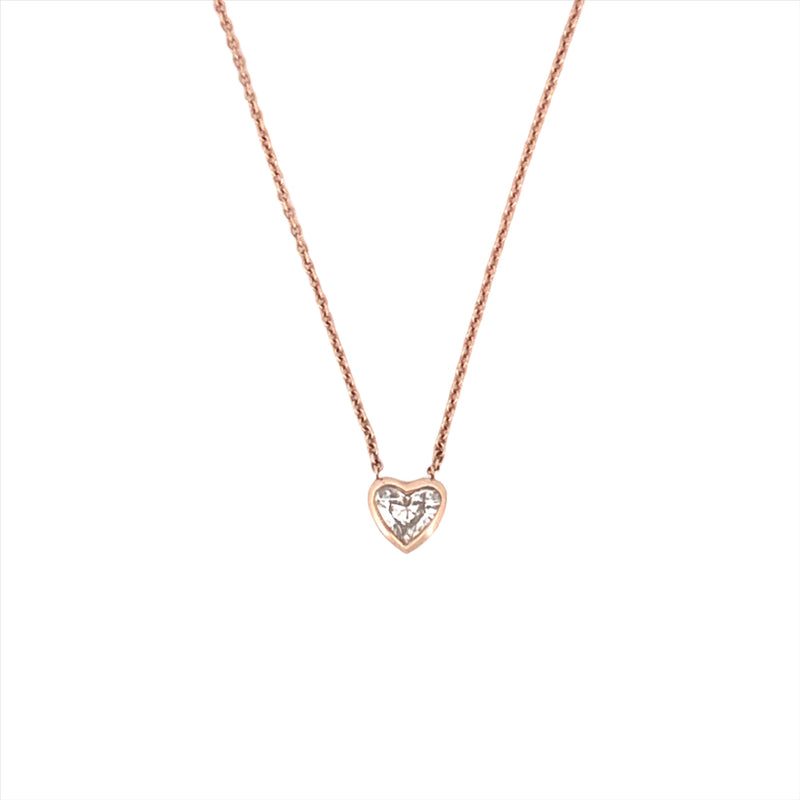 14K Gold Heart Bezel Diamond Pendant