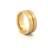 14K Gold Mens Center Groove Band